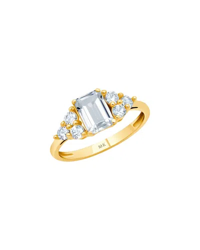 Maxcolor 10k 1.00 Ct. Tw. Lab-grown White Sapphire Halo Ring In Gold