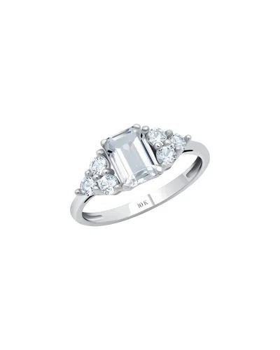 Maxcolor 10k 1.00 Ct. Tw. Lab-grown White Sapphire Halo Ring In Silver