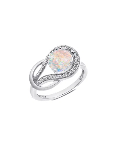 Maxcolor 10k 1.02 Ct. Tw. Diamond & Lab-grown Opal Eternity Ring