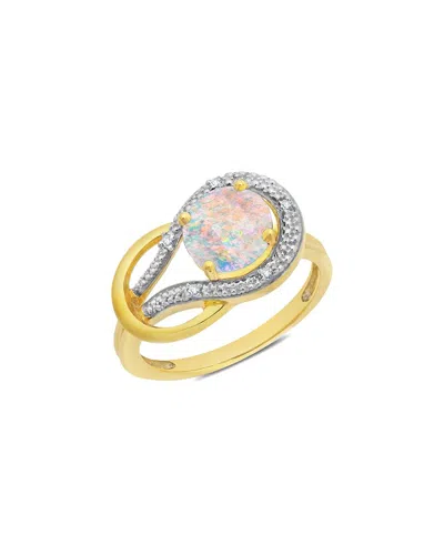 Maxcolor 10k 1.02 Ct. Tw. Diamond & Lab-grown Opal Eternity Ring