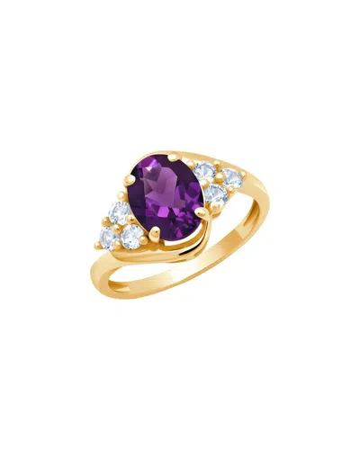 Maxcolor 10k 1.40 Ct. Tw. Amethyst Halo Ring In Gold