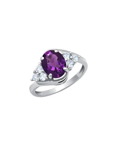 Maxcolor 10k 1.40 Ct. Tw. Amethyst Halo Ring In Green