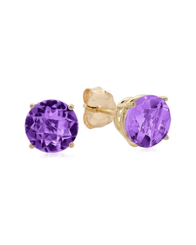 Maxcolor 10k 1.40 Ct. Tw. Amethyst Studs In Animal Print