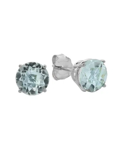 Maxcolor 10k 1.40 Ct. Tw. Aquamarine Studs In Metallic