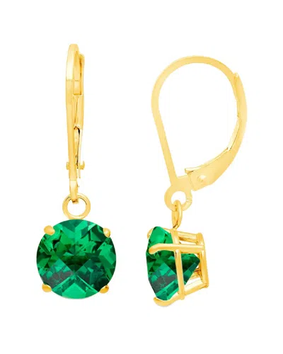 Maxcolor 10k 1.40 Ct. Tw. Lab-grown Emerald Dangle Earrings
