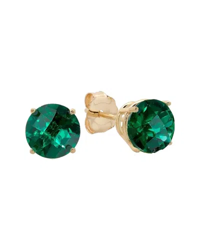 Maxcolor 10k 2.90 Ct. Tw. Lab-grown Emerald Studs In Green