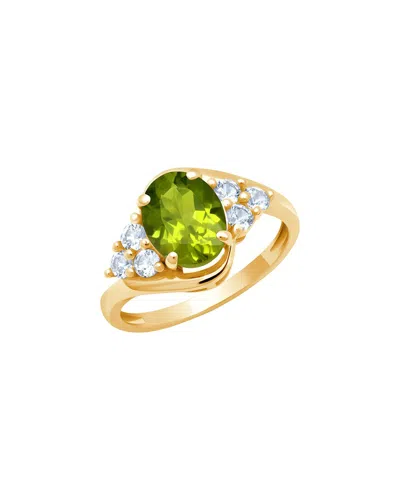 Maxcolor 10k 1.60 Ct. Tw. Peridot Halo Ring In Orange