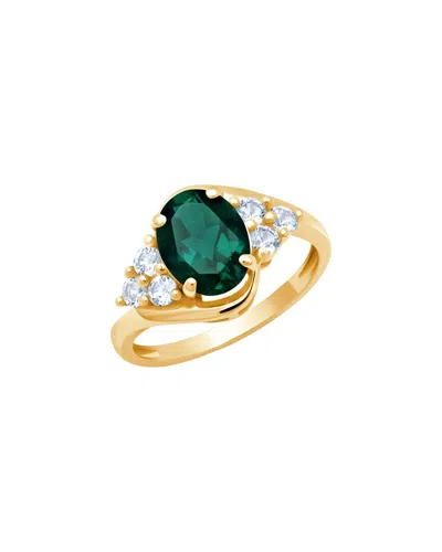Maxcolor 10k 1.70 Ct. Tw. Lab-grown Emerald Halo Ring In Gold