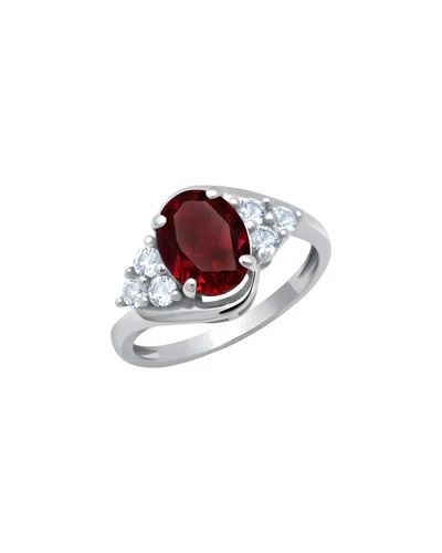 Maxcolor 10k 1.70 Ct. Tw. Lab-grown Ruby Halo Ring In Metallic