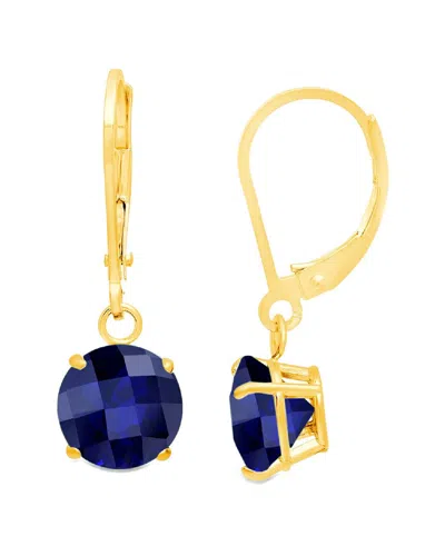 Maxcolor 10k 1.80 Ct. Tw. Lab-grown Blue Sapphire Dangle Earrings