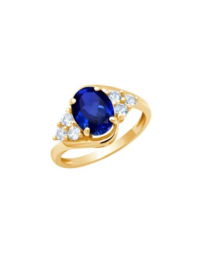 Maxcolor 10k 1.80 Ct. Tw. Lab-grown Blue Sapphire Halo Ring In Gold