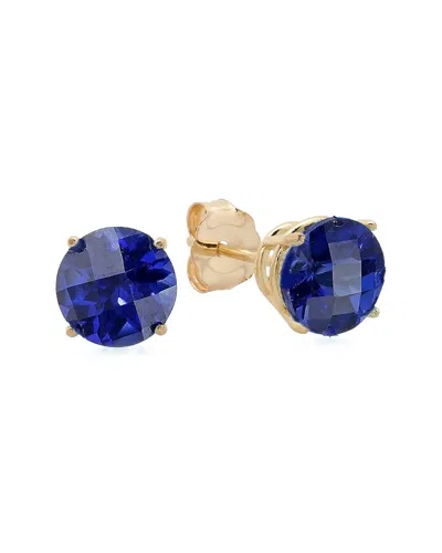 Maxcolor 10k 1.80 Ct. Tw. Lab-grown Blue Sapphire Studs