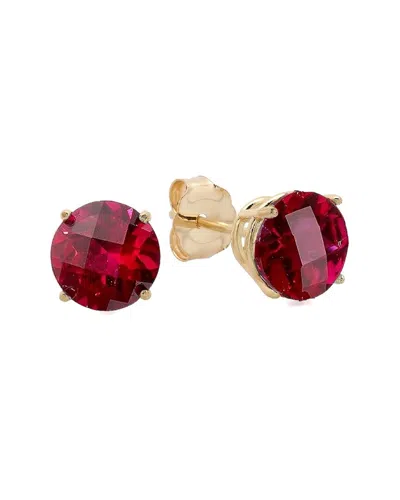 Maxcolor 10k 1.90 Ct. Tw. Lab-grown Ruby Studs In Gold