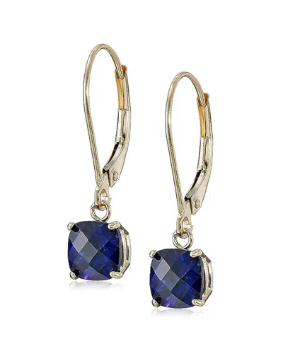Maxcolor 10k 2.10 Ct. Tw. Lab-grown Blue Sapphire Earrings