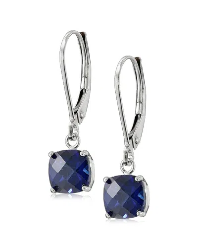 Maxcolor 10k 2.10 Ct. Tw. Lab-grown Blue Sapphire Earrings