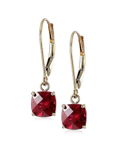 Maxcolor 10k 2.10 Ct. Tw. Lab-grown Ruby Earrings