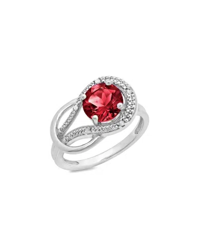 Maxcolor 10k 2.23 Ct. Tw. Diamond & Lab-grown Ruby Eternity Ring In Metallic