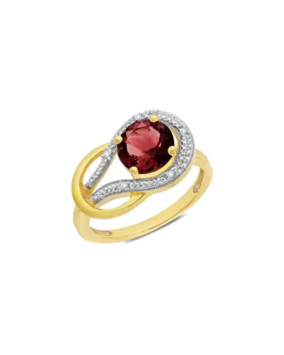 Maxcolor 10k 2.25 Ct. Tw. Diamond & Garnet Eternity Ring In Gold