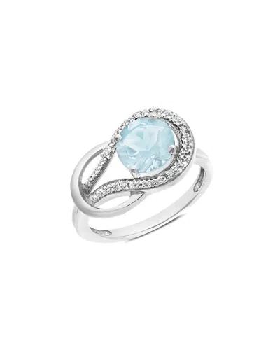 Maxcolor 10k 2.30 Ct. Tw. Diamond & Aquamarine Eternity Ring