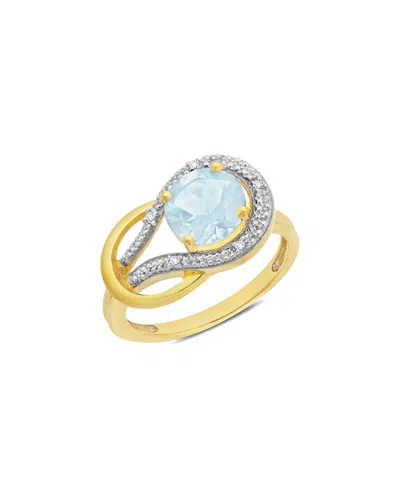 Maxcolor 10k 2.30 Ct. Tw. Diamond & Aquamarine Eternity Ring In Gold