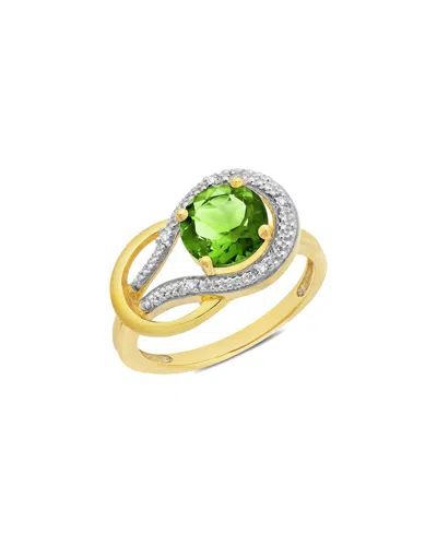Maxcolor 10k 2.30 Ct. Tw. Diamond & Peridot Eternity Ring In Gold