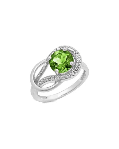 Maxcolor 10k 2.30 Ct. Tw. Diamond & Peridot Eternity Ring In Green