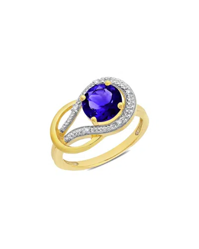 Maxcolor 10k 2.44 Ct. Tw. Diamond & Lab-grown Blue Sapphire Eternity Ring