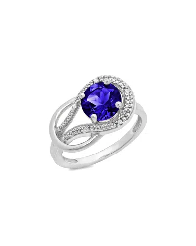 Maxcolor 10k 2.44 Ct. Tw. Diamond & Lab-grown Blue Sapphire Eternity Ring