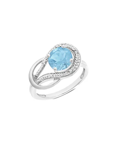 Maxcolor 10k 2.60 Ct. Tw. Diamond & Blue Topaz Eternity Ring