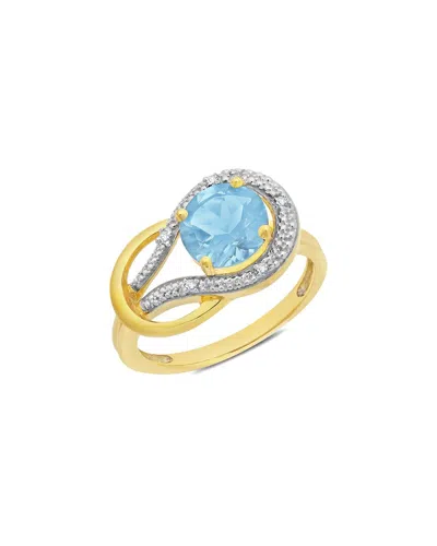 Maxcolor 10k 2.60 Ct. Tw. Diamond & Blue Topaz Eternity Ring In Gold