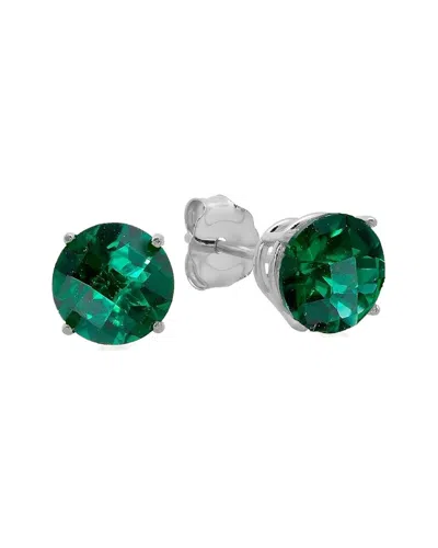 Maxcolor 10k 2.90 Ct. Tw. Lab-grown Emerald Studs In Green