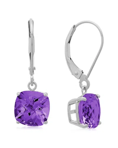 Maxcolor 10k 3.20 Ct. Tw. Amethyst Earrings In Purple