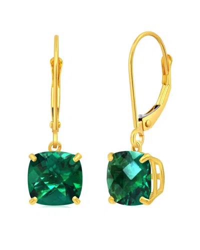 Maxcolor 10k 3.20 Ct. Tw. Lab-grown Emerald Earrings