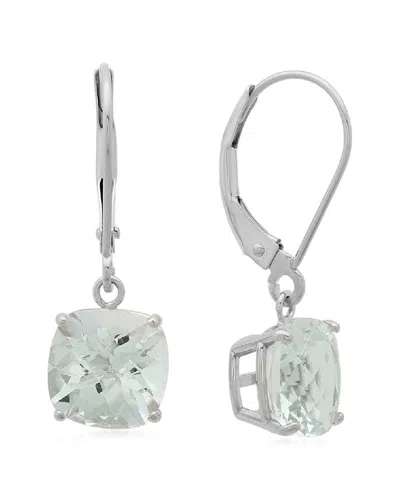 Maxcolor 10k 3.40 Ct. Tw. Aquamarine Earrings In Metallic