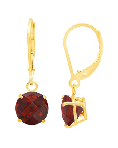 Maxcolor 10k 4.50 Ct. Tw. Garnet Dangle Earrings In Gold