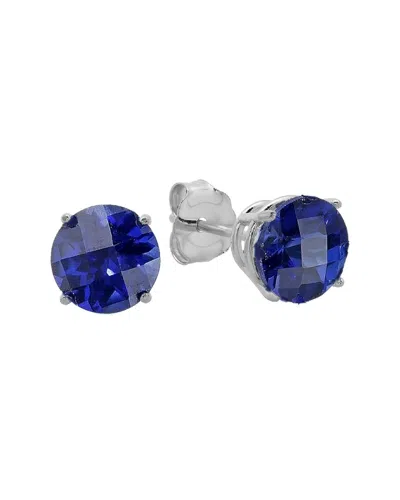 Maxcolor 10k 4.60 Ct. Tw. Lab-grown Blue Sapphire Studs