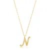 Maxcolor 10k Solid White Or Yellow Gold Dainty Script Initial With Extendable Necklace, 16+2 Inches In Multi