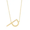 Maxcolor 10k Solid Yellow Gold Large Sideways Block Letter Initial With Extendable Cable Chain, 16 To 18 Inch In Gold