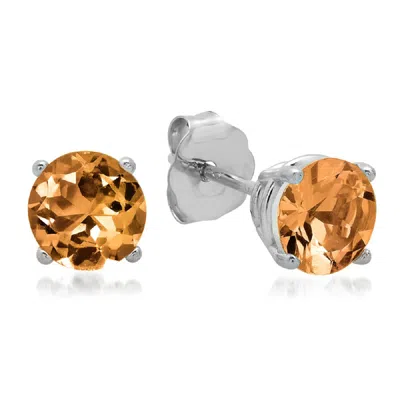 Maxcolor 10k White Gold 5mm Round Cut Stud Earrings In Multi