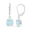 Maxcolor Sterling Silver Round Checkerboard Cut Gemstone Leverback Earrings (8mm) In Silver