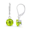 Maxcolor 10k White Gold Round Checkerboard Cut Gemstone Leverback Earrings (8mm) In Green