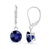 Maxcolor 10k White Gold Round Checkerboard Cut Gemstone Leverback Earrings (8mm) In Multi