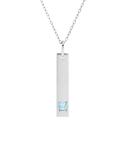 Maxcolor 14k 0.07 Ct. Tw. Aquamarine Pendant Necklace In Blue