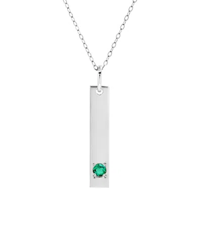 Maxcolor 14k 0.07 Ct. Tw. Lab-grown Emerald Pendant Necklace In Metallic