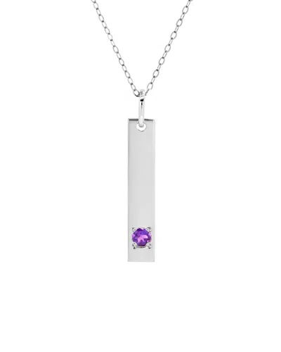Maxcolor 14k 0.08 Ct. Tw. Amethyst Pendant Necklace In Metallic