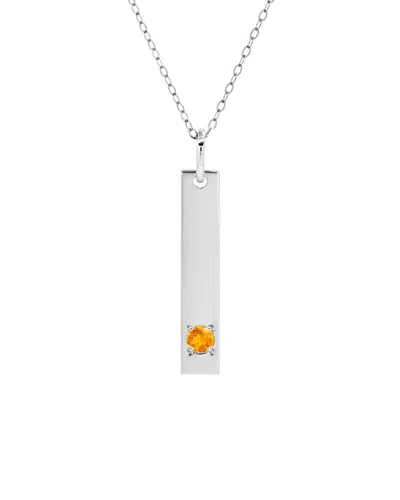 Maxcolor 14k 0.08 Ct. Tw. Citrine Pendant Necklace In White