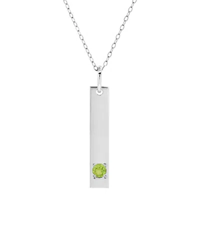 Maxcolor 14k 0.08 Ct. Tw. Peridot Pendant Necklace In Metallic