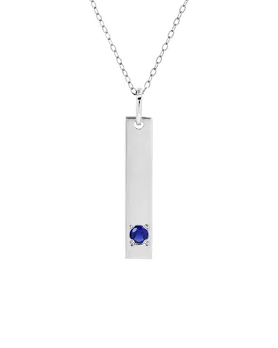 Maxcolor 14k 0.09 Ct. Tw. Lab-grown Blue Sapphire Pendant Necklace