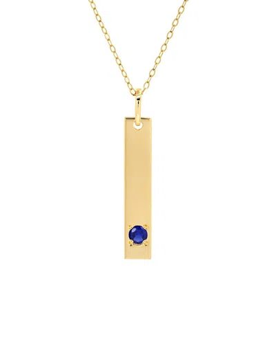 Maxcolor 14k 0.09 Ct. Tw. Lab-grown Blue Sapphire Pendant Necklace In Gold