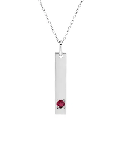 Maxcolor 14k 0.09 Ct. Tw. Lab-grown Ruby Pendant Necklace In Silver